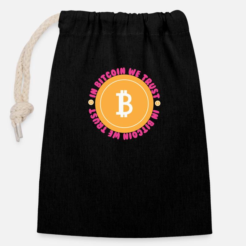 In Bitcoin We Trust - Verschließbarer Geschenkbeutel aus Baumwolle (14x20cm) - Schwarz