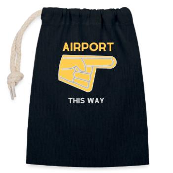 Flughafen auf diese Weise - Verschließbarer Geschenkbeutel aus Baumwolle (14x20cm) - Navy - Vorne