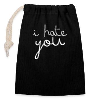 i hate you - Verschließbarer Geschenkbeutel aus Baumwolle (14x20cm) - Schwarz - Vorne