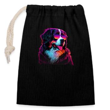 Bouvier Bernois Chiens Bouviers Bernois - Sac cadeau en coton avec cordon (14 x 20 cm) - noir - Devant