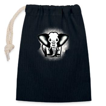 Little Elephant Cartoon Cute Love Adventure 1 - Closable cotton gift bag (14x20cm) - navy - Front