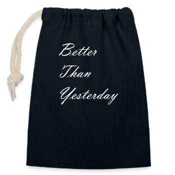 Better than yesterday - Closable cotton gift bag (14x20cm) - navy - Front