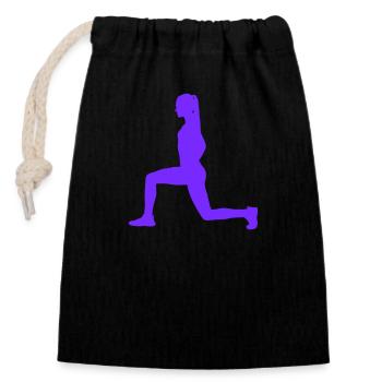 woman squat - Closable cotton gift bag (14x20cm) - black - Front