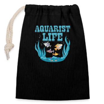 Aquarist Life Aquarium Owner Fish Keeping - Verschließbarer Geschenkbeutel aus Baumwolle (14x20cm) - Schwarz - Vorne