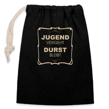 Jugend vergeht, Durst bleibt! - Verschließbarer Geschenkbeutel aus Baumwolle (14x20cm) - Schwarz - Vorne