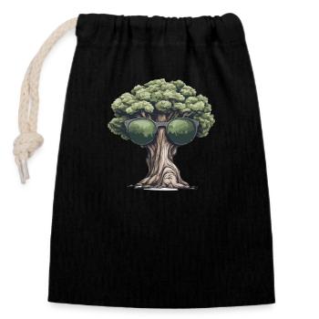 Arbre avec des lunettes de soleil - Sac cadeau en coton avec cordon (14 x 20 cm) - noir - Devant