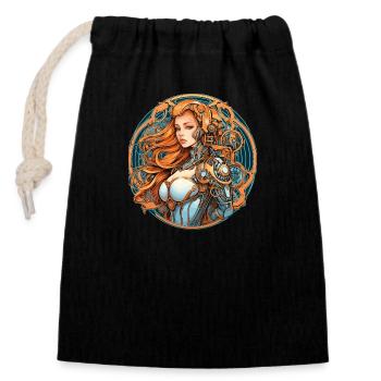 Beauty ex Machina 9 - Closable cotton gift bag (14x20cm) - black - Front
