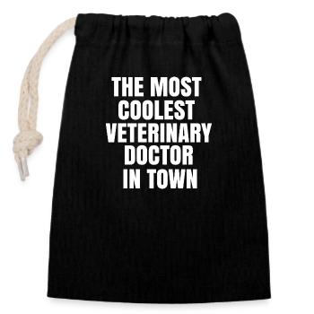 The most coolest veterinary doctor in town - Closable cotton gift bag (14x20cm) - black - Front