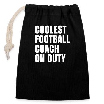 Coolest football coach on duty - Closable cotton gift bag (14x20cm) - black - Front