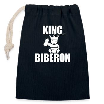 ROI DES BIBERONS - Sac cadeau en coton avec cordon (14 x 20 cm) - bleu marine - Devant