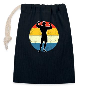 Retro Vintage workout Sunset Design - Verschließbarer Geschenkbeutel aus Baumwolle (14x20cm) - Navy - Vorne