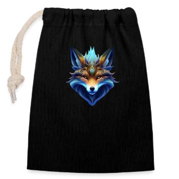 Fox - Closable cotton gift bag (14x20cm) - black - Front