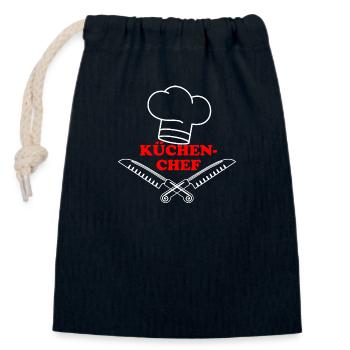 Küchenchef mit Messern - Verschließbarer Geschenkbeutel aus Baumwolle (14x20cm) - Navy - Vorne