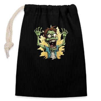 Zombie - Verschließbarer Geschenkbeutel aus Baumwolle (14x20cm) - Schwarz - Vorne