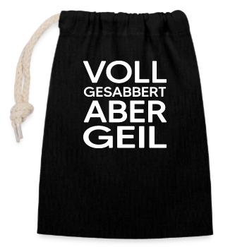 Hund vollgesabbert TMFA Hundebesitzer Hundesabber - Verschließbarer Geschenkbeutel aus Baumwolle (14x20cm) - Schwarz - Vorne