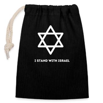 I stand with Israel Peace Israel War Gaza - Closable cotton gift bag (14x20cm) - black - Front