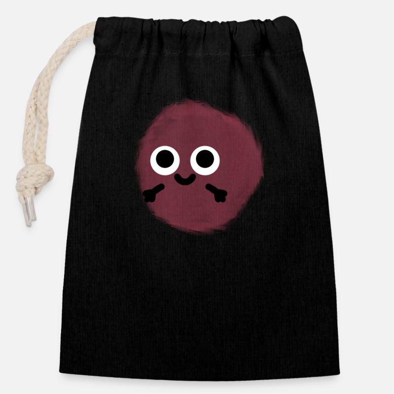 CUTE PLUSH BALL!! - Closable cotton gift bag (14x20cm) - black