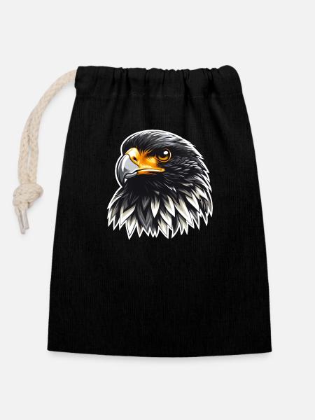 Aigle, oiseau de proie, buse, autour des palombes, faucon - Sac cadeau en coton avec cordon (14 x 20 cm) - noir