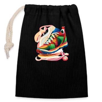 Colorful sneakers - Closable cotton gift bag (14x20cm) - black - Front