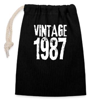 Vintage 1987 - Closable cotton gift bag (14x20cm) - black - Front