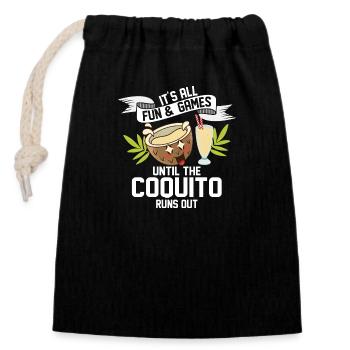 Until The Coquito Runs Out Puerto Rican Coconut R - Closable cotton gift bag (14x20cm) - black - Front