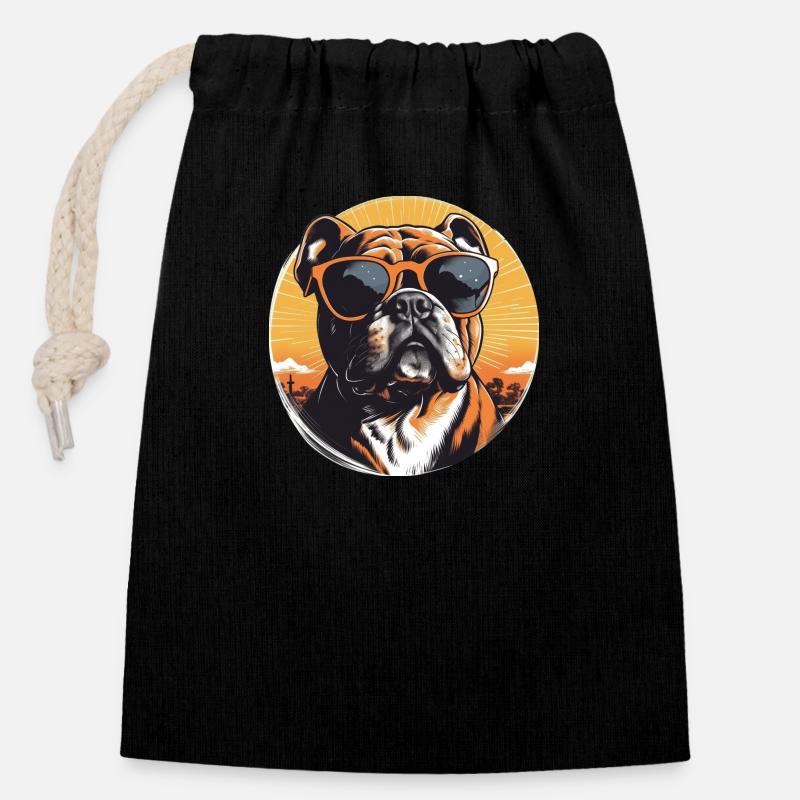 Bulldog 2 - Closable cotton gift bag (14x20cm) - black