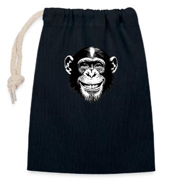 Laughing monkey chimpse rejoices - Closable cotton gift bag (14x20cm) - navy - Front