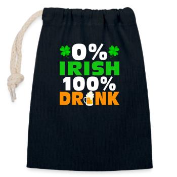 0 % Irish 100 % Drunk - Closable cotton gift bag (14x20cm) - navy - Front
