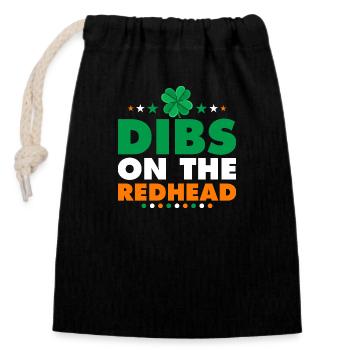 Dibs On The Redhead - Closable cotton gift bag (14x20cm) - black - Front