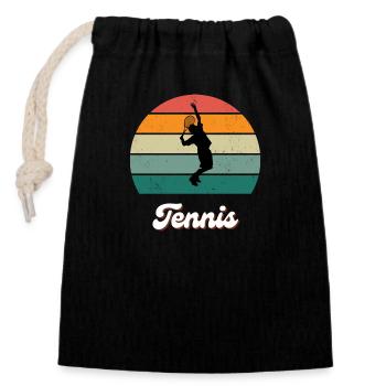 Légende du tennis rétro - Sac cadeau en coton avec cordon (14 x 20 cm) - noir - Devant