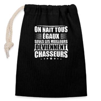 on nait tous égaux cadeau pour chasseur,chasse - Sac cadeau en coton avec cordon (14 x 20 cm) - noir - Devant