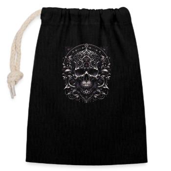 Barocker Totenkopf Majestät - Verschließbarer Geschenkbeutel aus Baumwolle (14x20cm) - Schwarz - Vorne