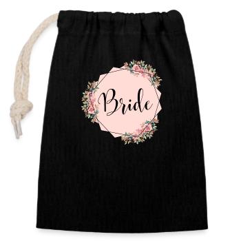 Enterrement de vie de jeune fille de l’équipe - Sac cadeau en coton avec cordon (14 x 20 cm) - noir - Devant