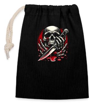 La Faucheuse - Sac cadeau en coton avec cordon (14 x 20 cm) - noir - Devant