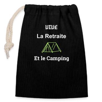 Lang lebe der Ruhestand und Camping - Verschließbarer Geschenkbeutel aus Baumwolle (14x20cm) - Schwarz - Vorne