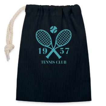 1957 tennis club - Sac cadeau en coton avec cordon (14 x 20 cm) - bleu marine - Devant