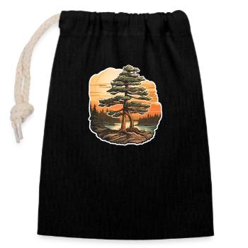 Pine tree at dusk - Closable cotton gift bag (14x20cm) - black - Front