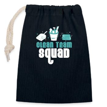 Clean Team Squad Nettoyeur Entretien ménager - Sac cadeau en coton avec cordon (14 x 20 cm) - bleu marine - Devant