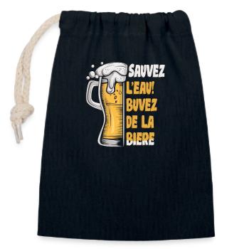 Save the water, drink beer - Closable cotton gift bag (14x20cm) - navy - Front