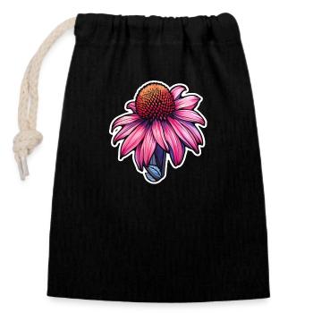 Fleur d’échinacée - Sac cadeau en coton avec cordon (14 x 20 cm) - noir - Devant