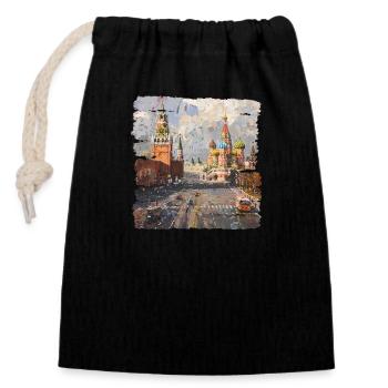 Place Rouge à Moscou - Sac cadeau en coton avec cordon (14 x 20 cm) - noir - Devant