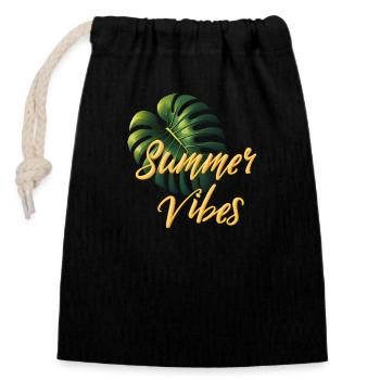 summer vibes - Verschließbarer Geschenkbeutel aus Baumwolle (14x20cm) - Schwarz - Vorne