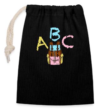 ABC with backpack - Closable cotton gift bag (14x20cm) - black - Front