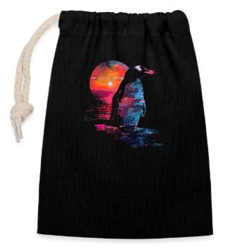 Pingouin Bébé oiseau poussin - Sac cadeau en coton avec cordon (14 x 20 cm) - noir - Devant