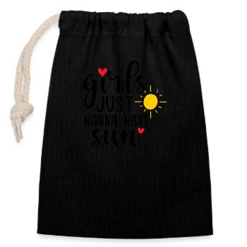 Les filles veulent juste avoir le soleil - Sac cadeau en coton avec cordon (14 x 20 cm) - noir - Devant