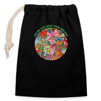 Color life - Sac cadeau en coton avec cordon (14 x 20 cm) - noir - Devant