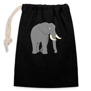 African elephant - Closable cotton gift bag (14x20cm) - black - Front