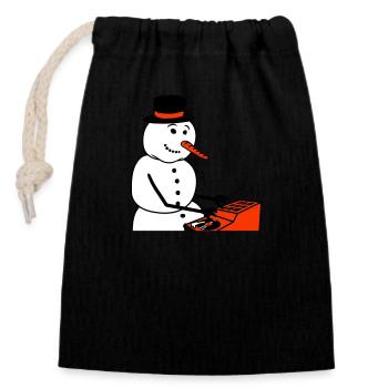 Winter DJ Snowman Mixer Mixer Music Party - Closable cotton gift bag (14x20cm) - black - Front