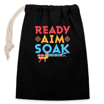 Ready Aim Soak Squirt Gun Summer Water Fun - Closable cotton gift bag (14x20cm) - black - Front