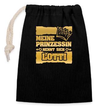 Maiden name Lotti - Closable cotton gift bag (14x20cm) - black - Front